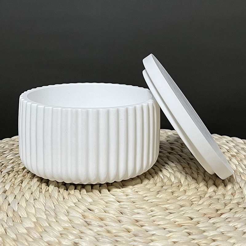 Ceramic Candle Vessel - DIY Striped Storage Box Silicone Mold