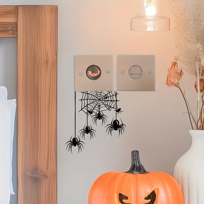 Interior Design Web - 1pc Halloween Spider Switch Sticker -