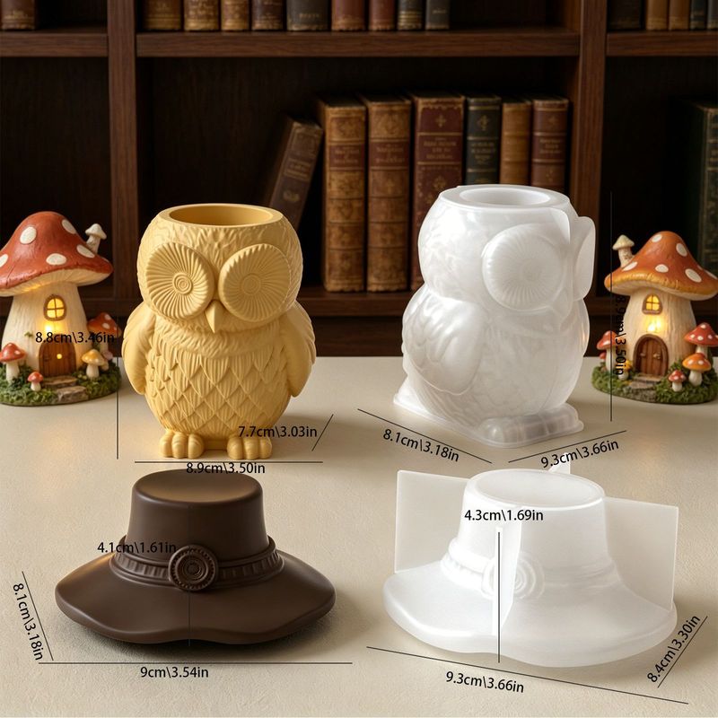 2Set of silicone molds for owl - Ceramic Candle Vessel ulasan dan harga