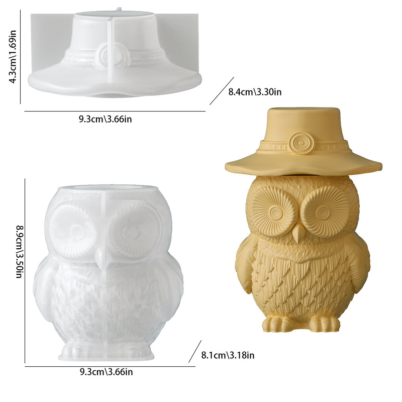 2Set of silicone molds for owl - Ceramic Candle Vessel ulasan dan harga