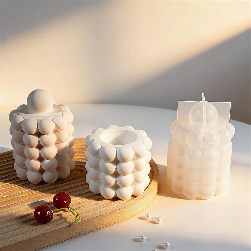 Round Bubbles Shape Plaster St - Ceramic Candle Vessel ulasan dan harga