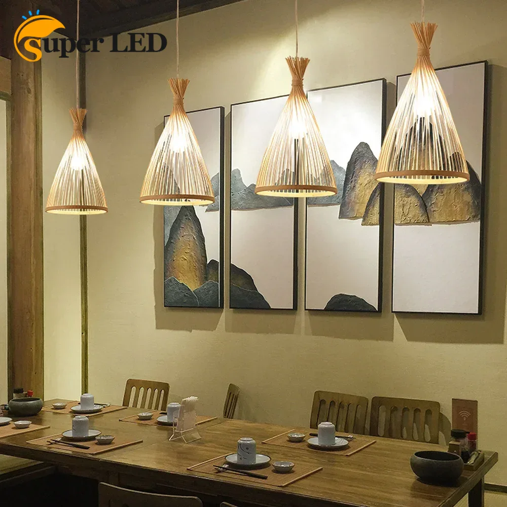 Japanese Chandelier Natural Ba - Wicker Pendant Shade ulasan dan harga
