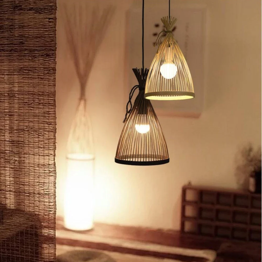 Japanese Chandelier Natural Ba - Wicker Pendant Shade ulasan dan harga