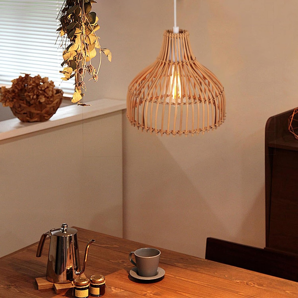 Rattan Woven Pendant Lamp Boho - Wicker Pendant Shade ulasan dan harga
