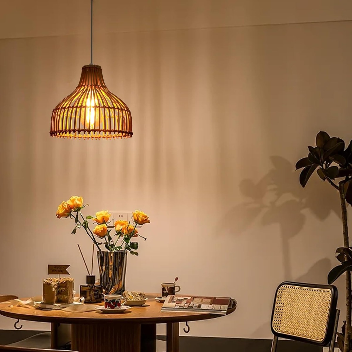 Rattan Woven Pendant Lamp Boho - Wicker Pendant Shade ulasan dan harga