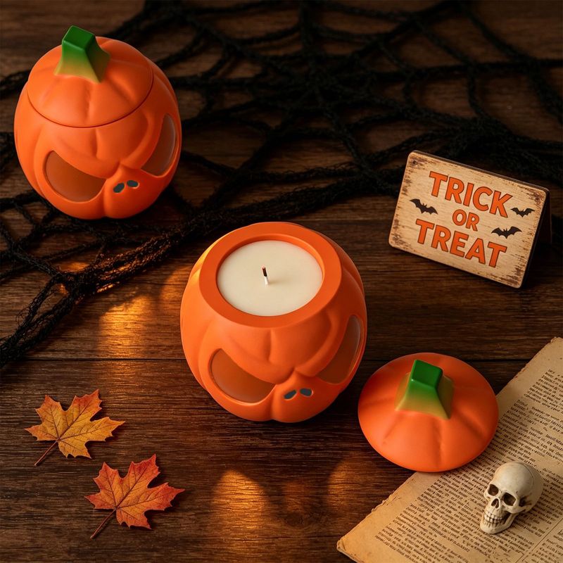 2Set of pumpkin storage jars w - Ceramic Candle Vessel ulasan dan harga