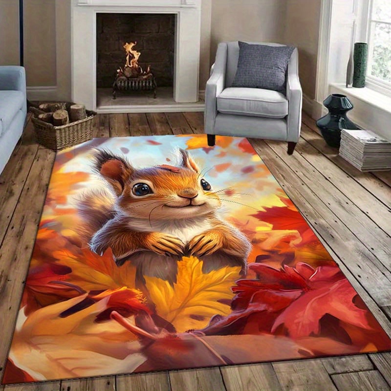 Autumn Squirrel Rug for Cozy L - Interior Design Living Room Ideas ulasan dan harga