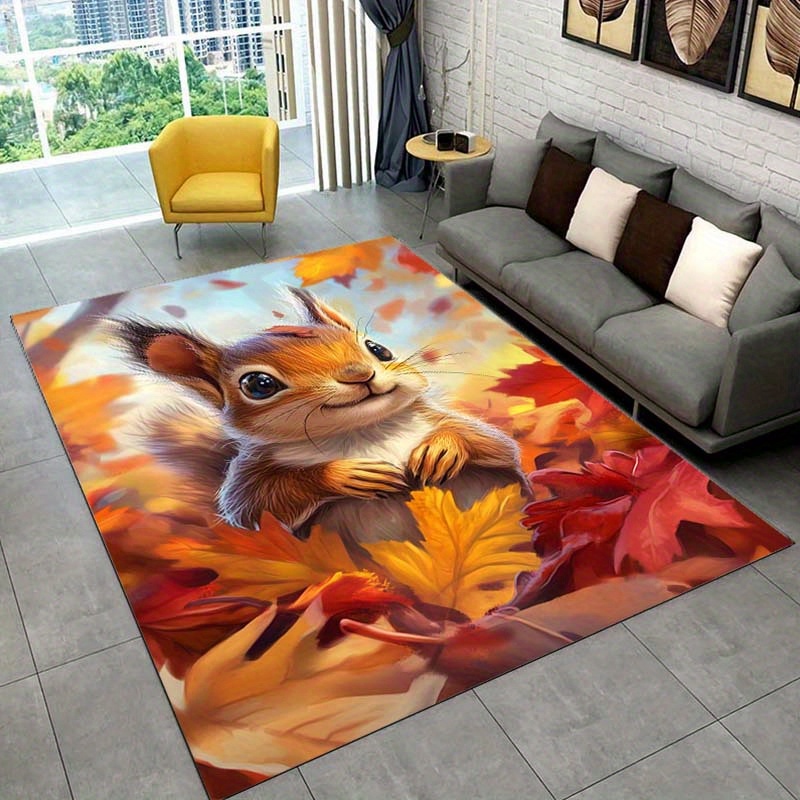Autumn Squirrel Rug for Cozy L - Interior Design Living Room Ideas ulasan dan harga