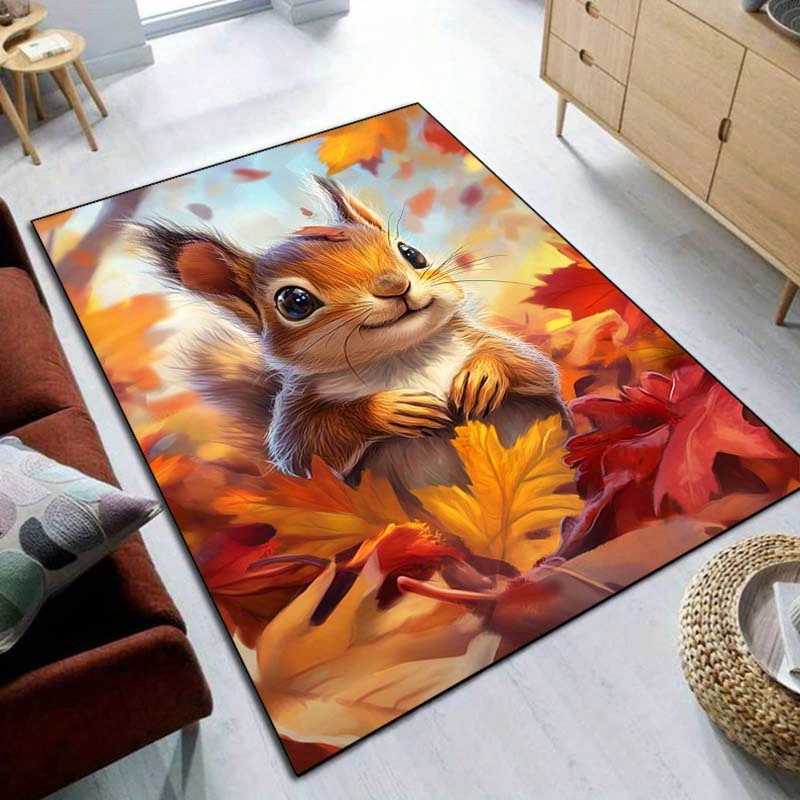 Autumn Squirrel Rug for Cozy L - Interior Design Living Room Ideas ulasan dan harga