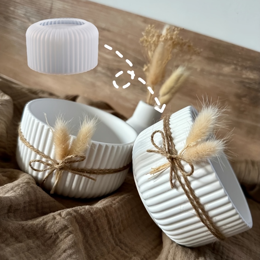 Resin Mold Large Striped Stora - Ceramic Candle Vessel ulasan dan harga