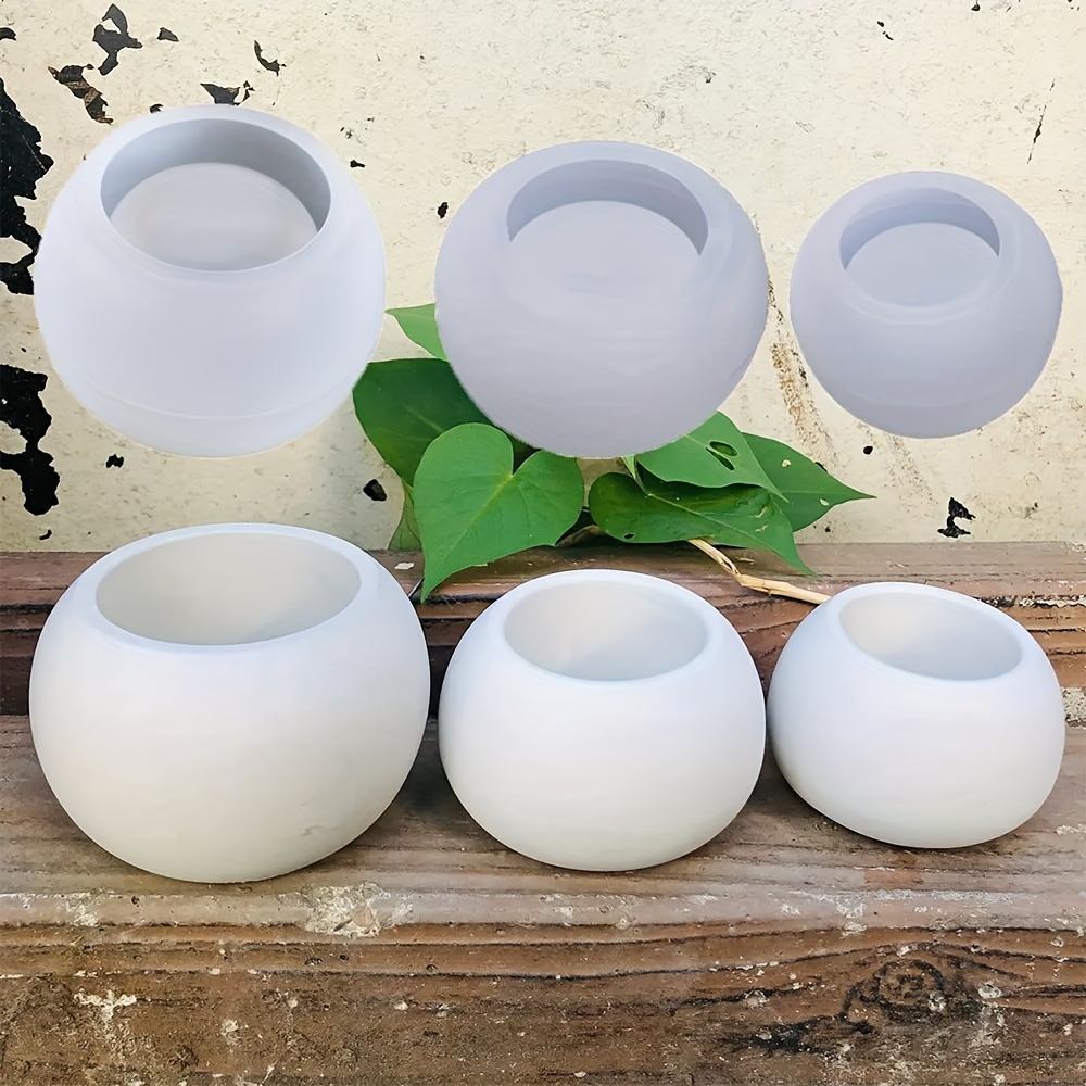 3pcs-Round Flower Pot Silicone - Ceramic Candle Vessel ulasan dan harga