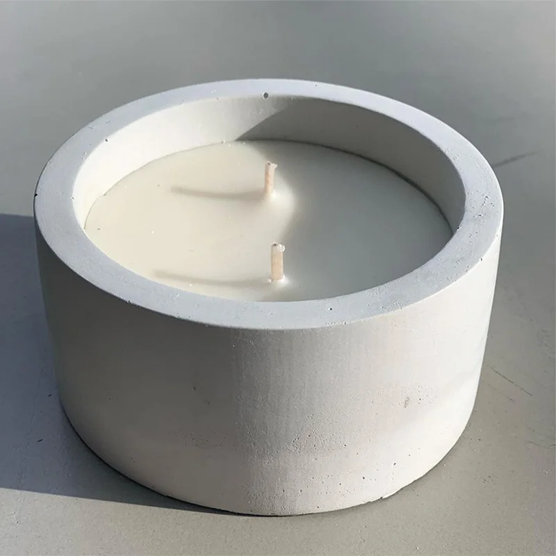 3 Sizes Round Cement Concrete  - Ceramic Candle Vessel ulasan dan harga