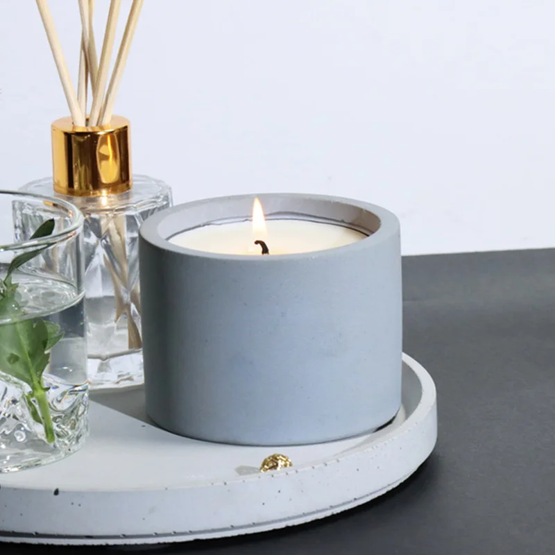 3 Sizes Round Cement Concrete  - Ceramic Candle Vessel ulasan dan harga