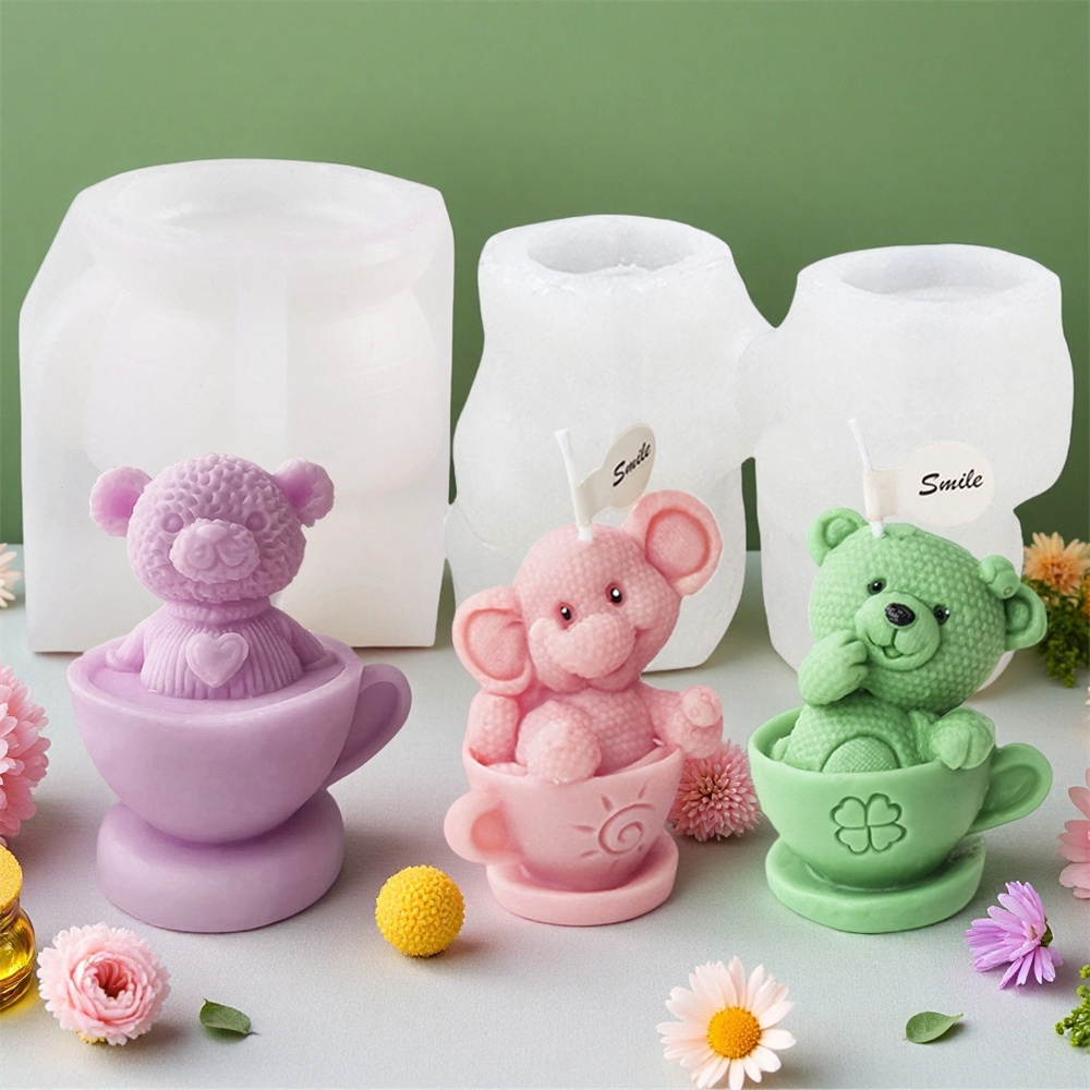 Teddy Bear in Cup Silicone Mol - Ceramic Candle Vessel ulasan dan harga