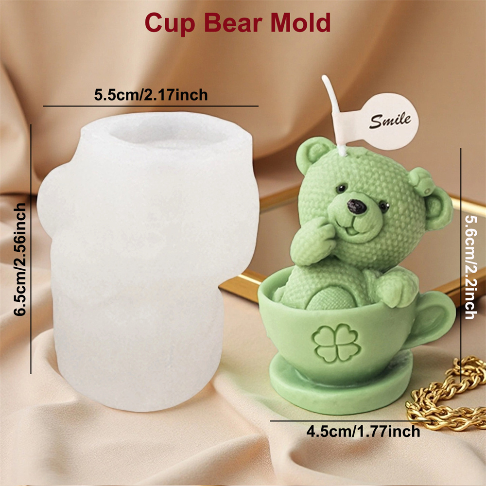 Teddy Bear in Cup Silicone Mol - Ceramic Candle Vessel ulasan dan harga