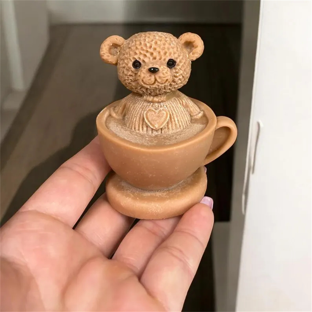Teddy Bear in Cup Silicone Mol - Ceramic Candle Vessel ulasan dan harga