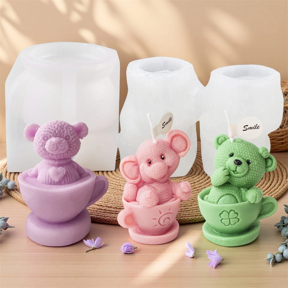 Teddy Bear in Cup Silicone Mol - Ceramic Candle Vessel ulasan dan harga